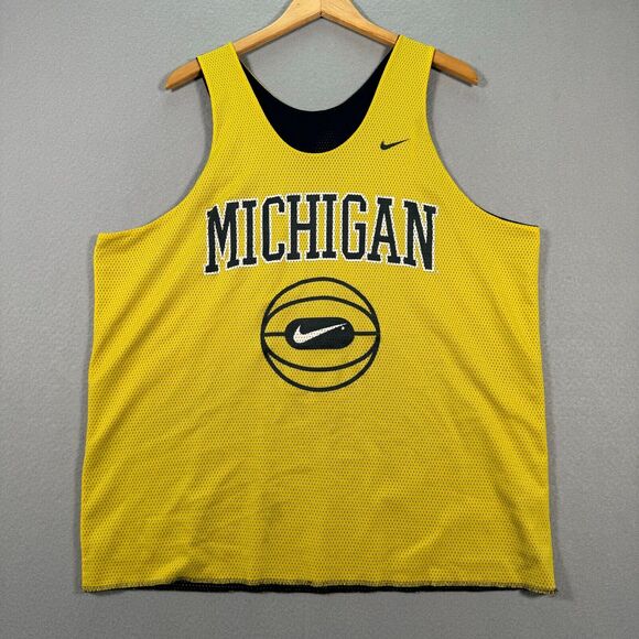 Vintage Michigan Wolverines Basketball Jersey Mens XL Blue Yellow Reversible Y2K - Picture 1 of 12
